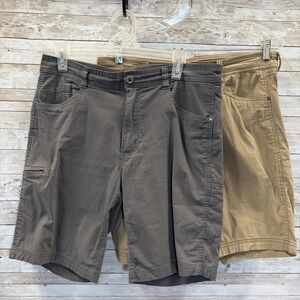 Lot of 2 Hawke & Co Mens 32 Shorts Gray-Tan Performance Breathable Stretch Cargo